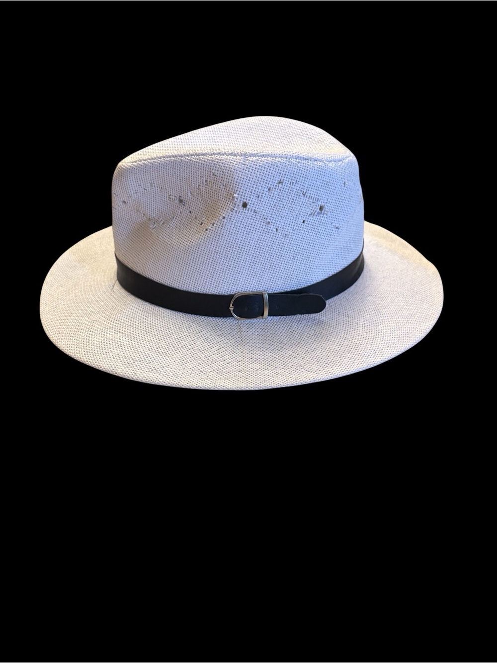 Classic White Fedora with Black Band